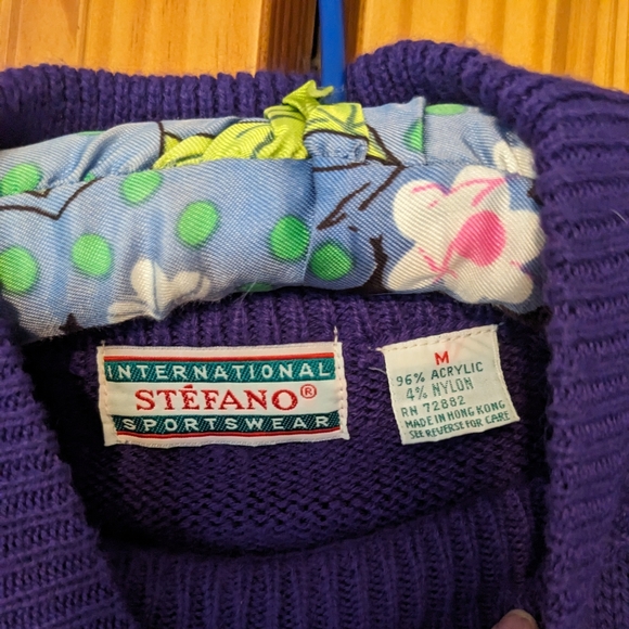 LAST DROP B4 DONATE VTG 80s Stèfano International SportswearPurple Sweater M - Picture 4 of 8